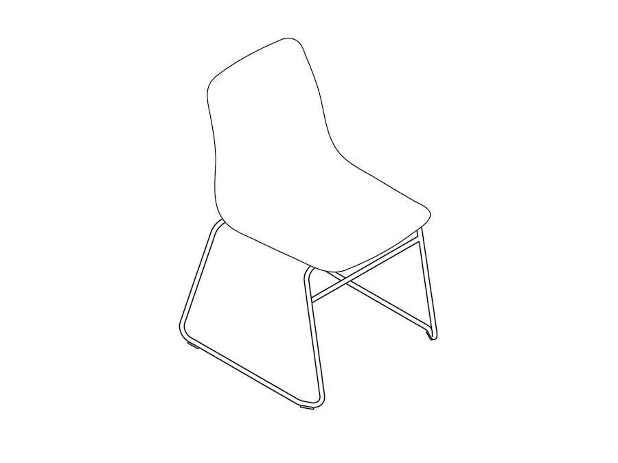 线描图 - Polly单椅–无扶手–雪橇底座–无软垫