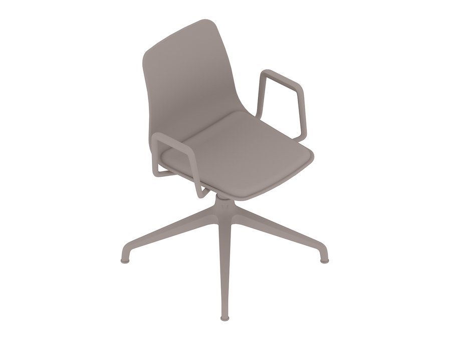 Un rendering generico - Seduta visitatore Polly–Con braccioli–Base a 4 stelle–Sedile con cuscino imbottito