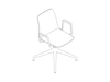 A line drawing - Polly Side Chair–With Arms–4-Star Base–Upholstered Seat Pad
