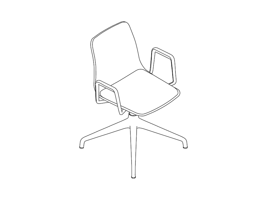 A line drawing - Polly Side Chair–With Arms–4-Star Base–Upholstered Seat Pad