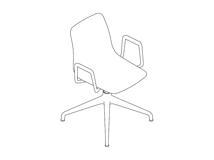 A line drawing - Polly Side Chair–With Arms–4-Star Swivel Base