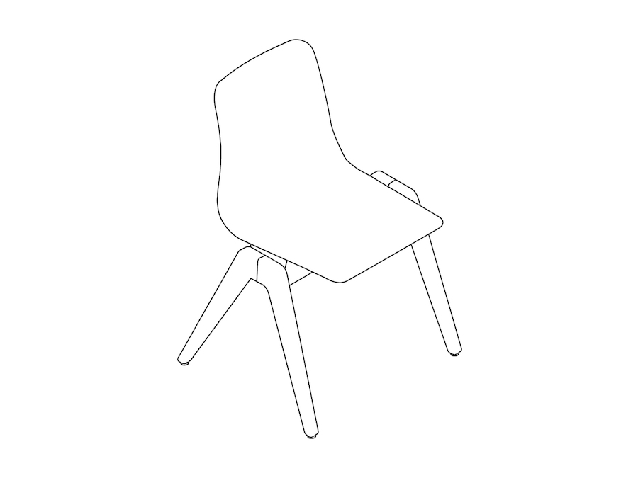 A line drawing - Polly Wood Chair–Armless–Non-upholstered