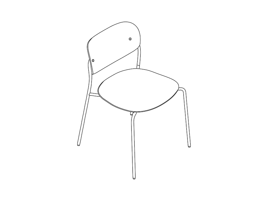 Een lijntekening - Portrait-stoel–zonder armleuningen–hout