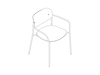 A line drawing - Portrait Chair–With Arms–Upholstered Seat–Wood Back