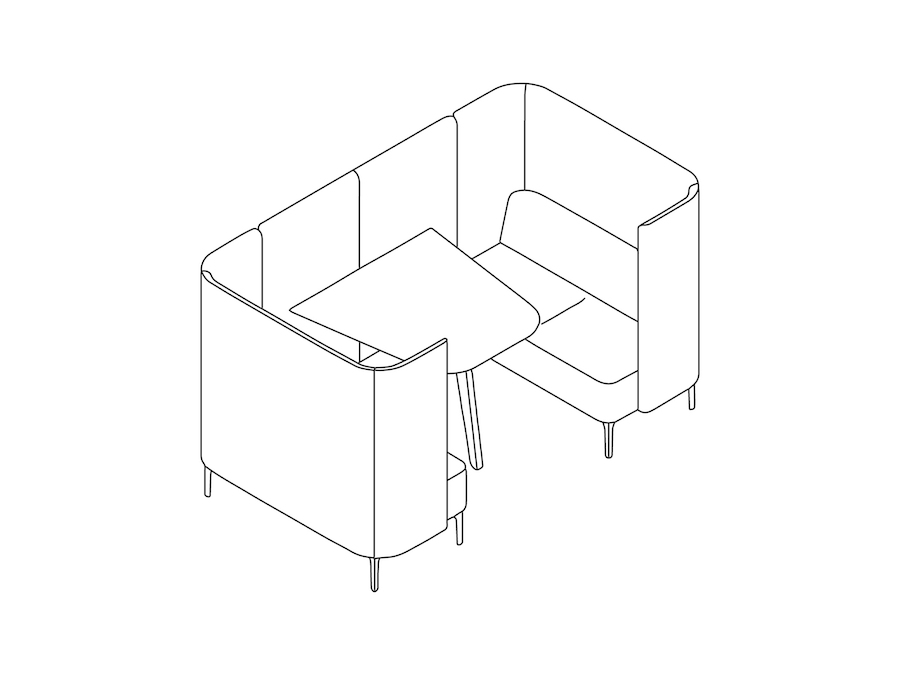 A line drawing - Pullman Booth–2 Seat–Wide