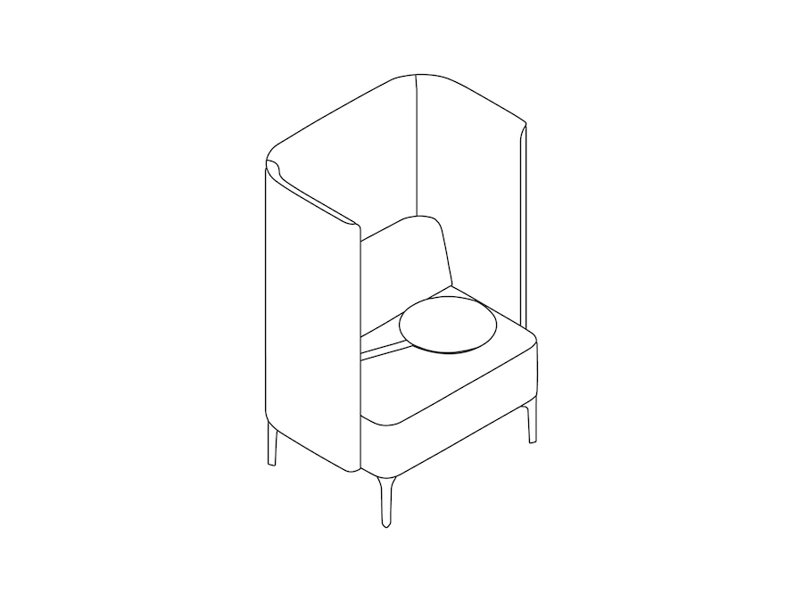A line drawing - Pullman Chair–4-Leg Base–Tablet Right