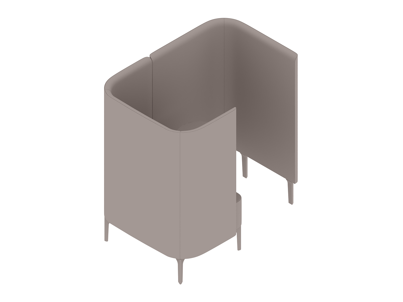 Een generieke rendering - Pullman-stoelpod – potenonderstel – scherm en tablet links