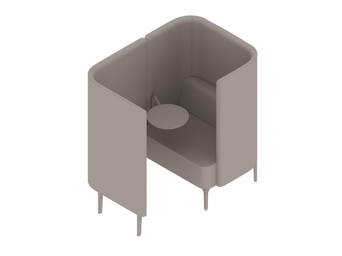 Uma renderização genérica - Cadeira modular Pullman–Base com pernas–Painel e prancheta à direita