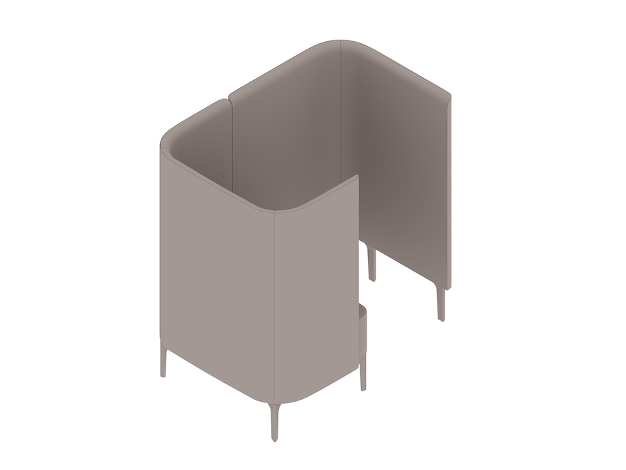 Uma renderização genérica - Cadeira modular Pullman–Base com pernas–Painel à esquerda