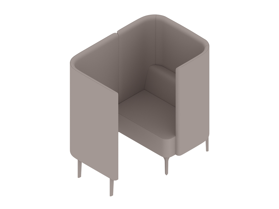 Uma renderização genérica - Cadeira modular Pullman–Base com pernas–Painel à direita