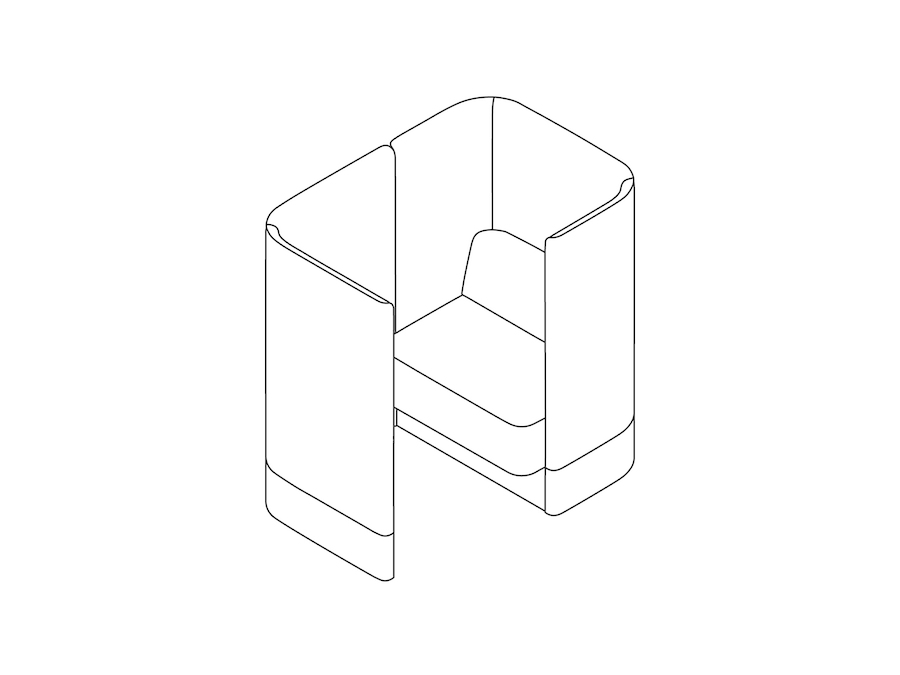 Um desenho de linha - Cadeira modular Pullman–Base de rodapé–Painel à direita