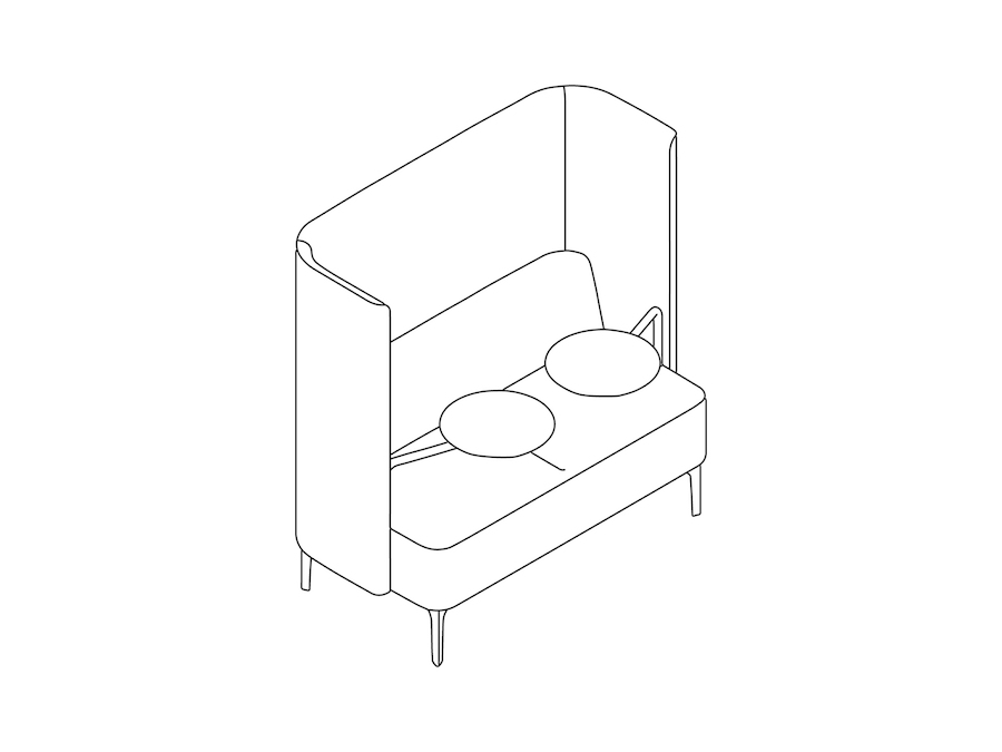 A line drawing - Pullman Sofa–2-Seat–Tablet Left and Right