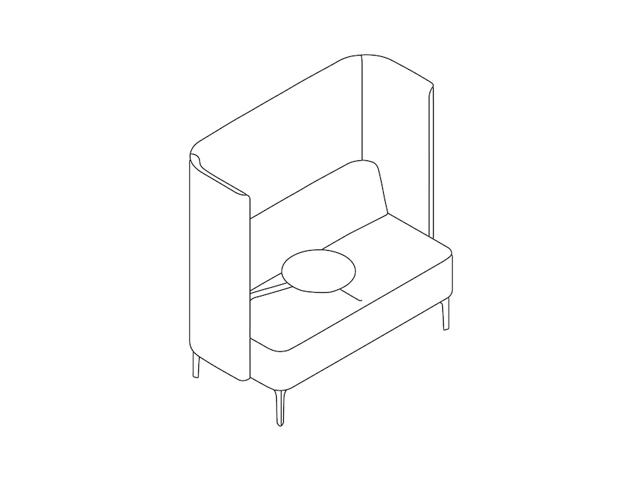 A line drawing - Pullman Sofa–2-Seat–Tablet Right