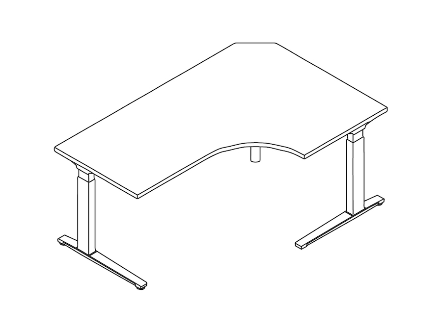 A line drawing - Renew Sit-to-Stand Table–Extended Corner