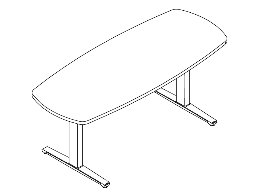 A line drawing - Renew Sit-to-Stand Table–Oval