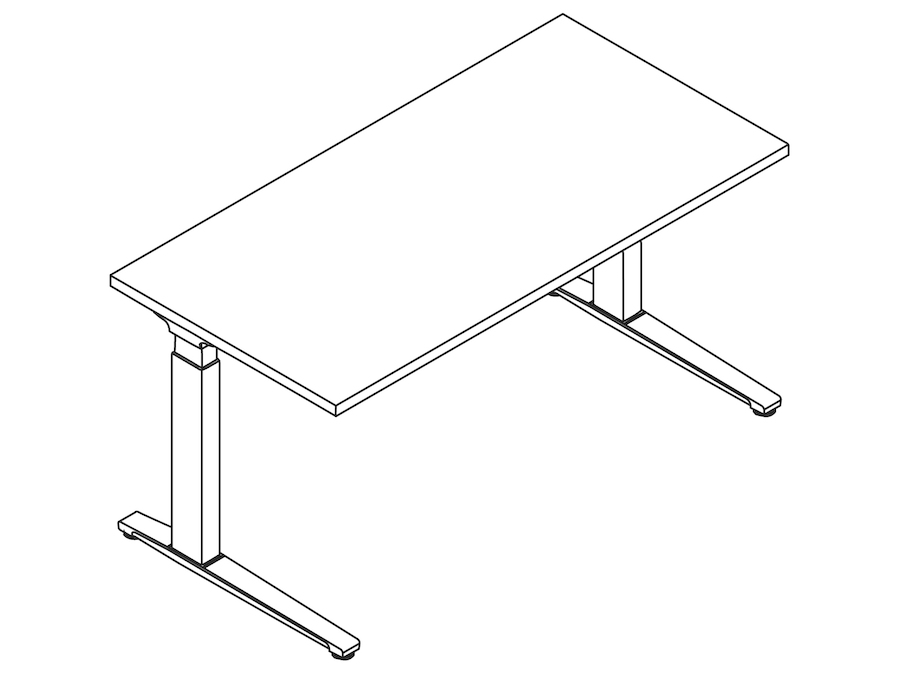 A line drawing - Renew Sit-to-Stand Table–Rectangular–C Foot