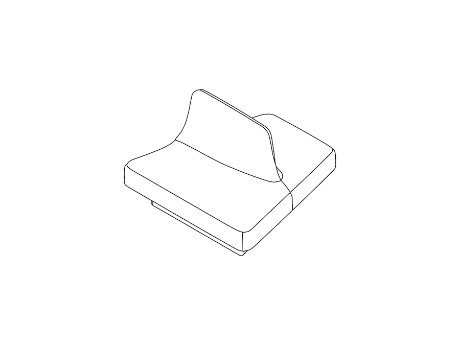 A line drawing - Rhyme Low Modular Seating–End A