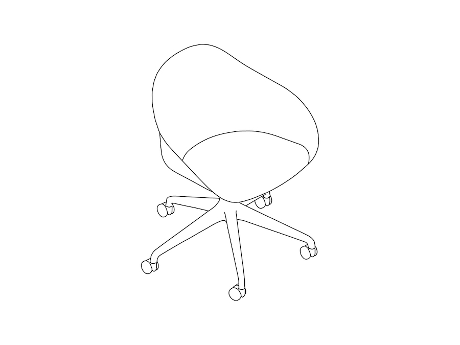 Um desenho de linha - Cadeira Ruby–Base estrela de 5 pontas–Altura fixa–Sem estofamento
