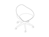Een lijntekening - Ruby-stoel–5-ster onderstel–vaste hoogte–gestoffeerde zitting