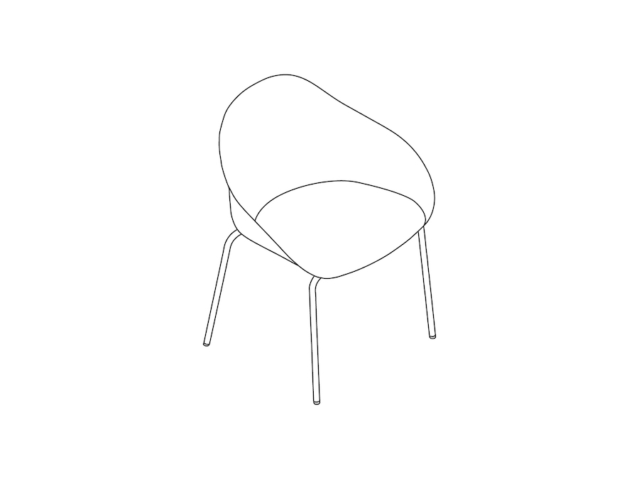 A line drawing - Ruby Side Chair–4-Leg Base–Non-upholstered