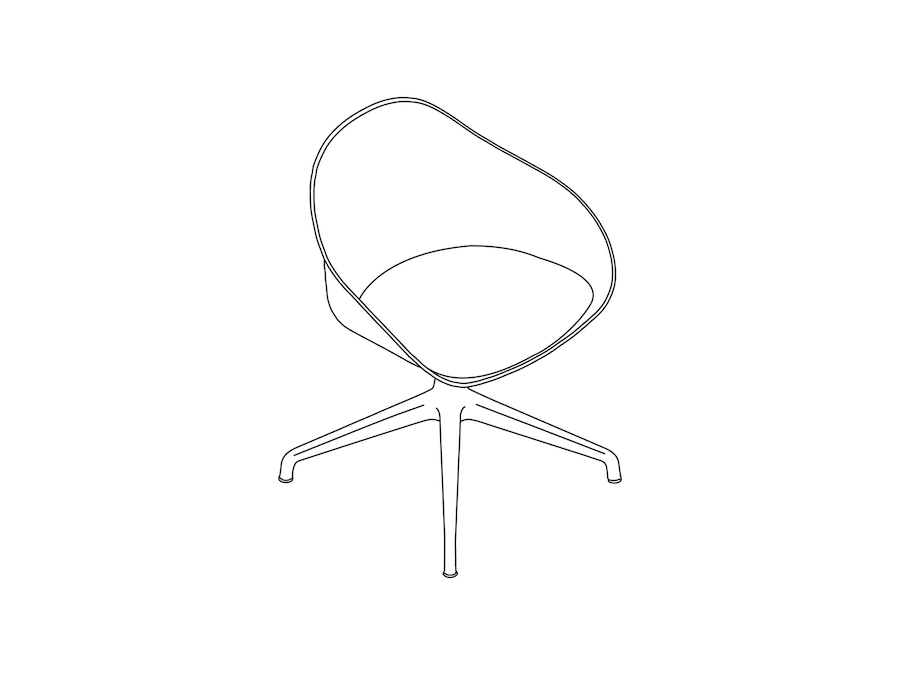 Een lijntekening - Ruby-bijzetstoel–4-ster onderstel–gestoffeerde zitting