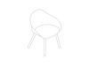 Um desenho de linha - Cadeira para visitantes Ruby–Base de madeira–Sem estofamento