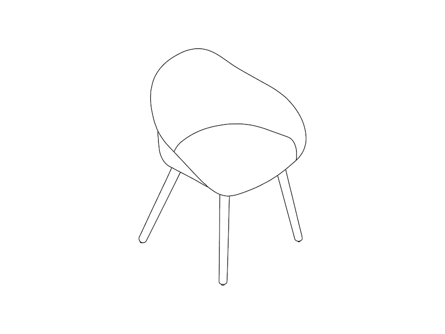 Um desenho de linha - Cadeira para visitantes Ruby–Base de madeira–Sem estofamento