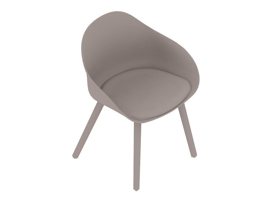 通用渲染图 - Ruby单椅–木质底座–带软垫的坐垫