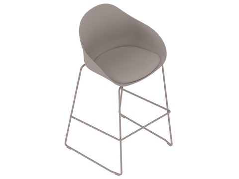 Un rendering generico - Sgabello Ruby–Altezza bar–Base a slitta–Sedile con cuscino imbottito