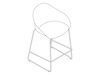 线描图 - Ruby凳子–柜台高度–雪橇底座 - 无软垫