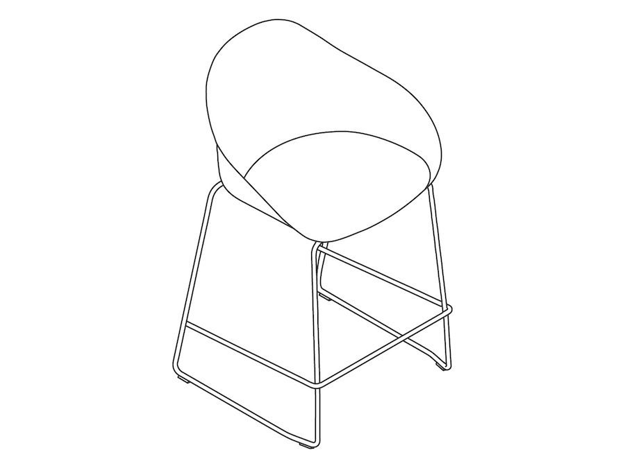 A line drawing - Ruby Stool–Counter Height–Sled Base–Nonupholstered