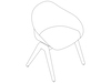 线描图 - Ruby木制座椅 - 无软垫