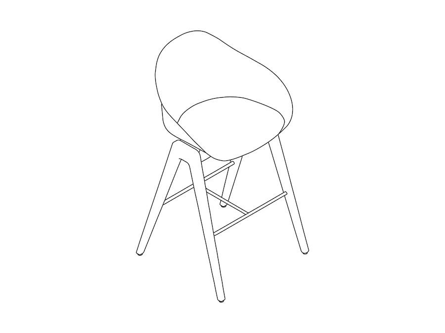 A line drawing - Ruby Wood Stool–Bar Height–Non-upholstered