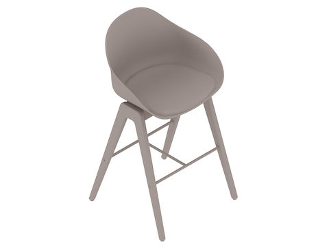 Un rendering generico - Sgabello Ruby in legno–Altezza bar–Sedile con cuscino imbottito