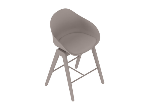 Un rendering generico - Sgabello Ruby in legno–Altezza bancone–Sedile con cuscino imbottito