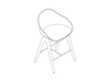 线描图 - Ruby木制凳子–柜台高度–带软垫的坐垫