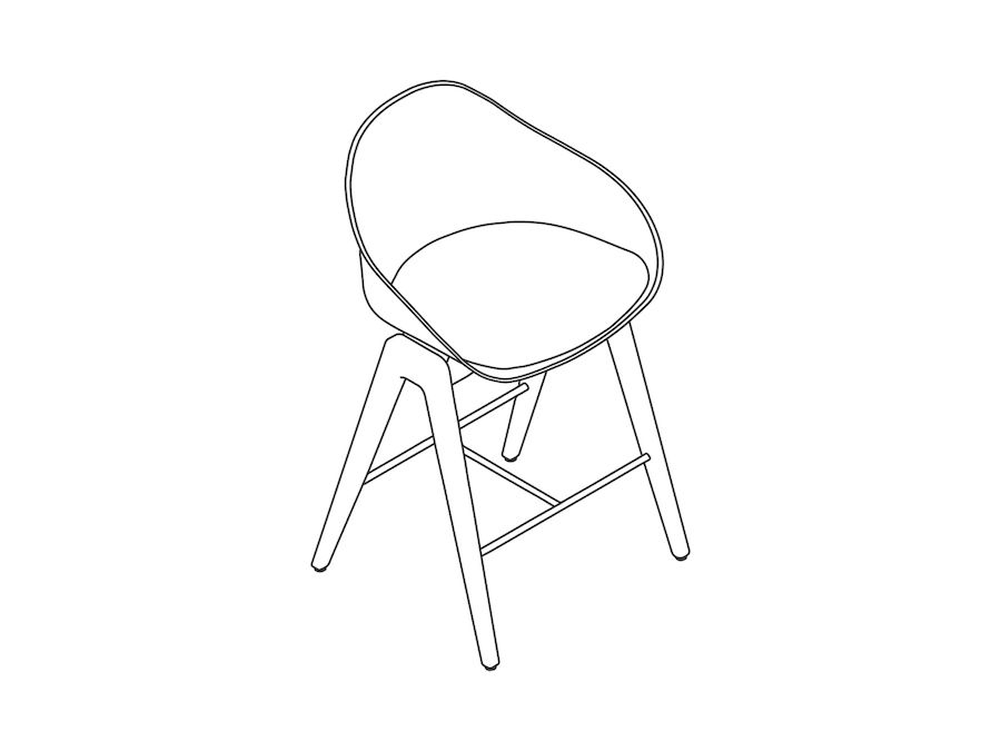 A line drawing - Ruby Wood Stool–Counter Height–Upholstered Seat Pad