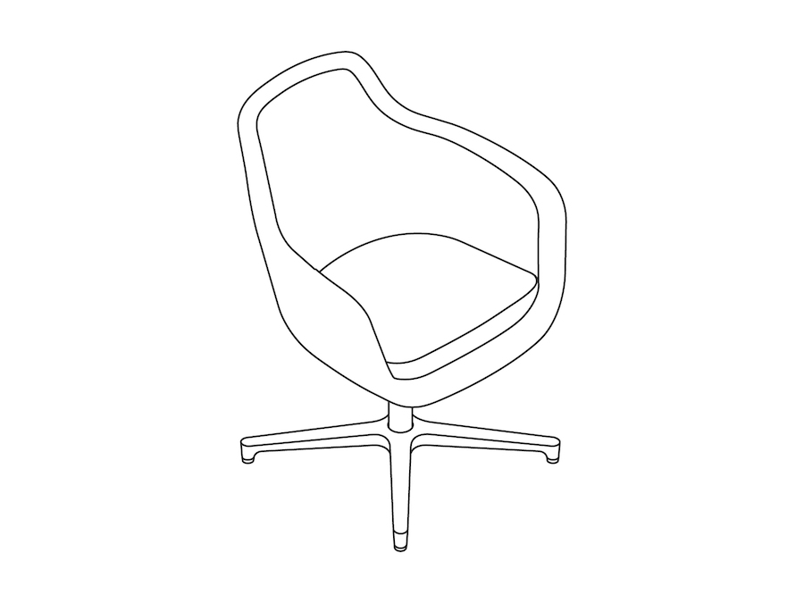 Um desenho de linha - Cadeira Saiba–Encosto médio–Base 4 Star