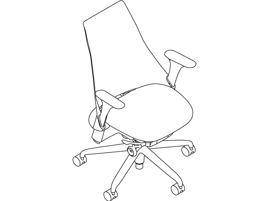 Uno schizzo - Seduta Sayl - schienale alto rivestito - braccioli regolabili in altezza