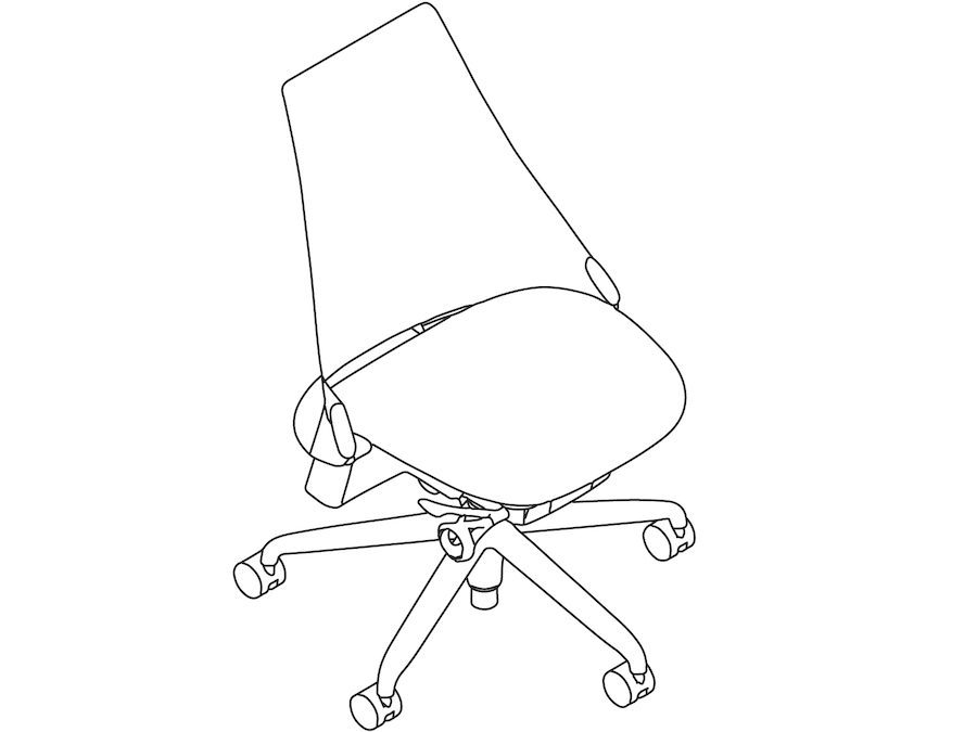 A line drawing - Sayl Chair–Upholstered Mid Back–Armless