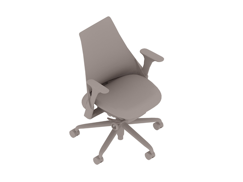 通用渲染图 - Sayl座椅–带软垫的中高靠背–固定扶手