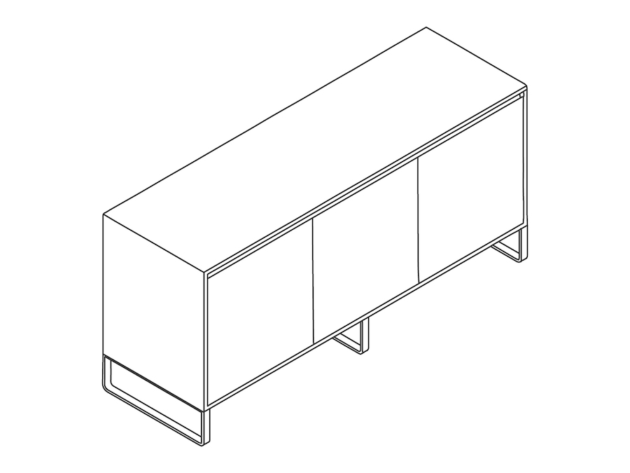 Een lijntekening - Sideboard-opslag–3-deurs