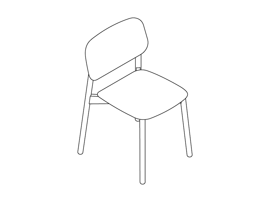 A line drawing - Soft Edge Chair–Wood Base–Wood Seat and Back–Nonupholstered
