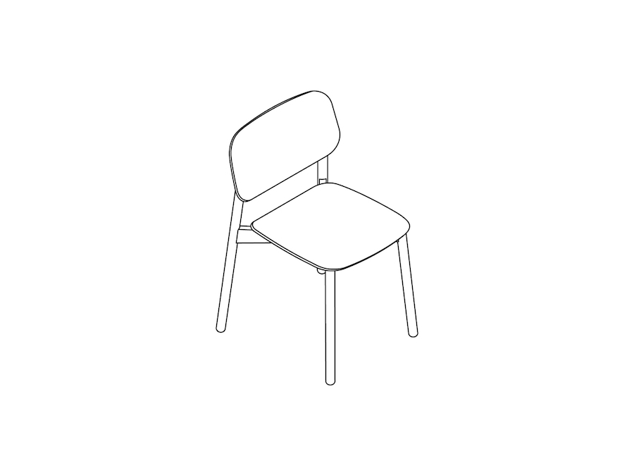 A line drawing - Soft Edge Chair–Wood Base–Wood Seat and Back–Upholstered