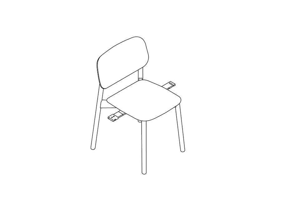 Um desenho de linha - Cadeira Soft Edge — Base de elo de madeira — Assento e encosto de madeira — Sem estofamento