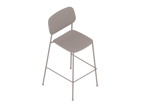 A generic rendering - Soft Edge Stool–Bar Height–Steel Legs–Wood Seat and Back–Nonupholstered