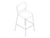 A line drawing - Soft Edge Stool–Bar Height–Steel Legs–Wood Seat and Back–Nonupholstered