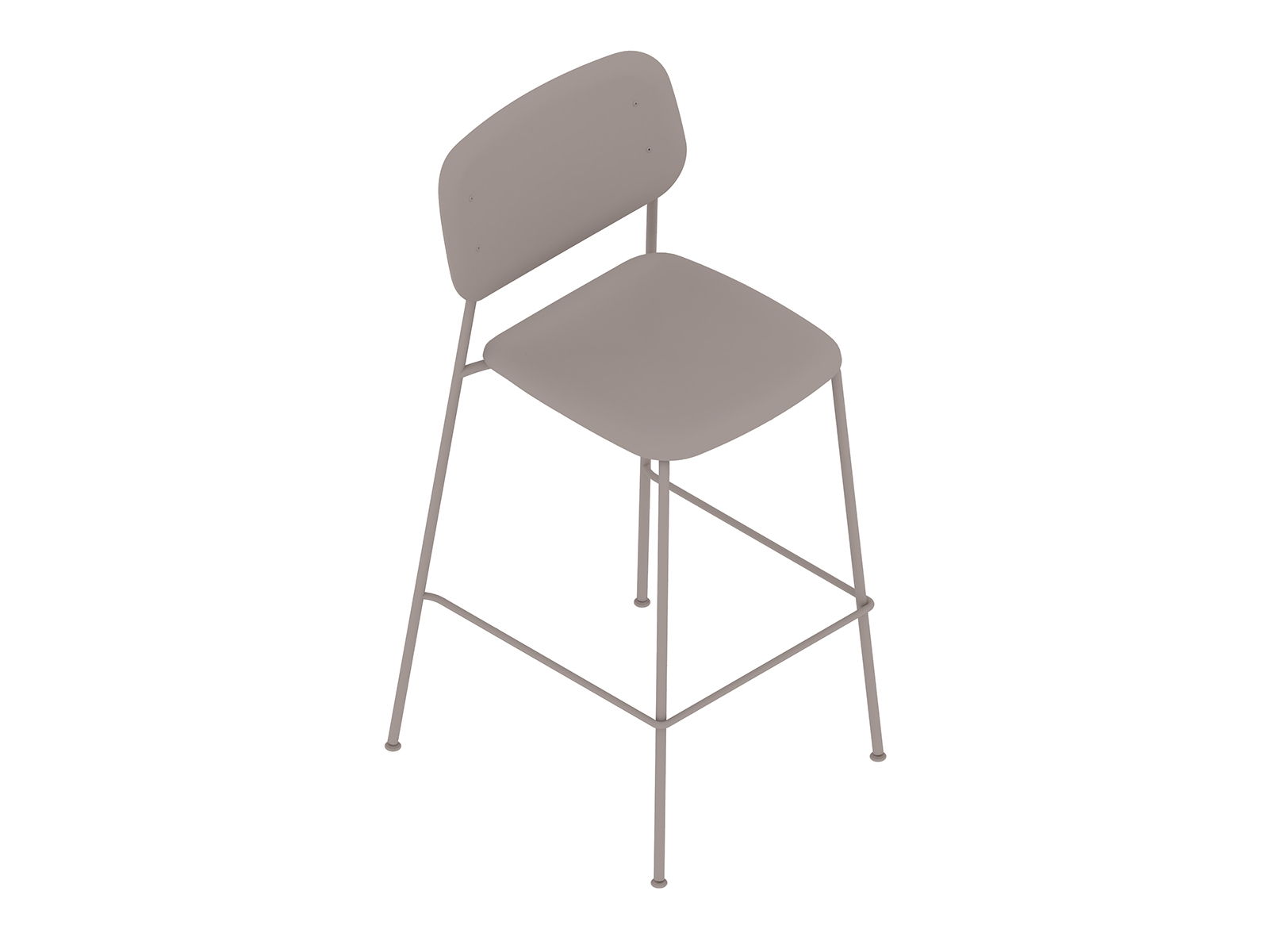 A generic rendering - Soft Edge Stool–Bar Height–Steel Legs–Wood Seat and Back–Upholstered