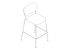 A line drawing - Soft Edge Stool–Bar Height–Steel Legs–Wood Seat and Back–Upholstered