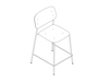 A line drawing - Soft Edge Stool–Counter Height–Steel Legs–Polypropolene Seat and Back–Nonupholstered